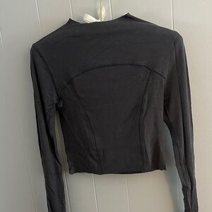 Joah Brown Dark Grey Long Sleeve Mock Neck Top